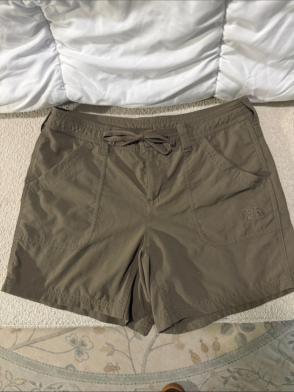 The North Face Women's Olive Shorts with Drawstring Waist